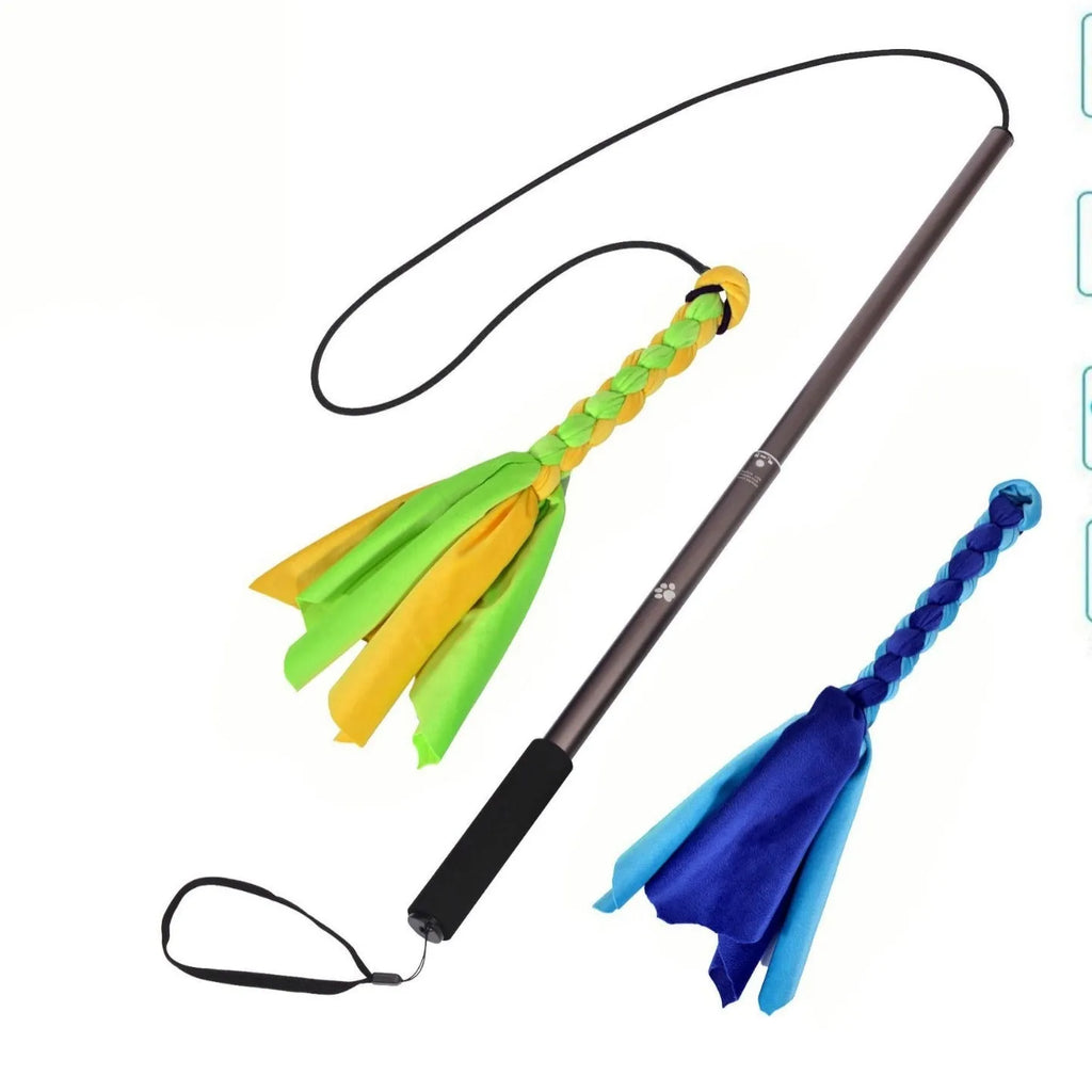 Telescopic funny dog stick cat teaser aluminium alloy rod for pet training black small size