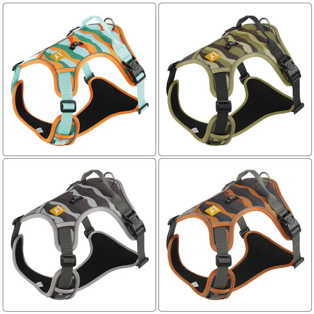 Reflective orange Oxford cloth dog leash with hand grip in size M.