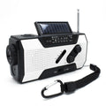 Pocket solar radio in engineering plastic, waterproof, solar charging, available in green, red, white, and yellow.