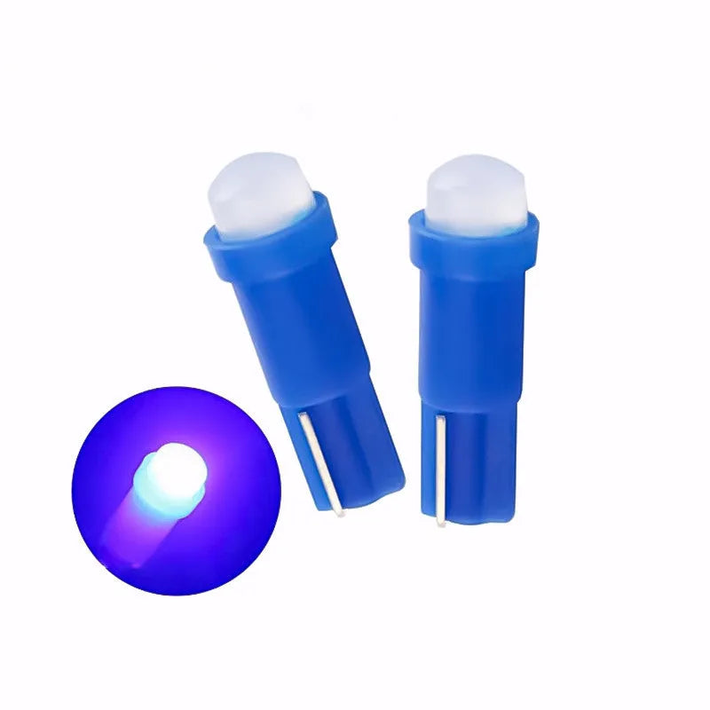 T5 car LED instrument light bulb with ceramic base in seven colour options