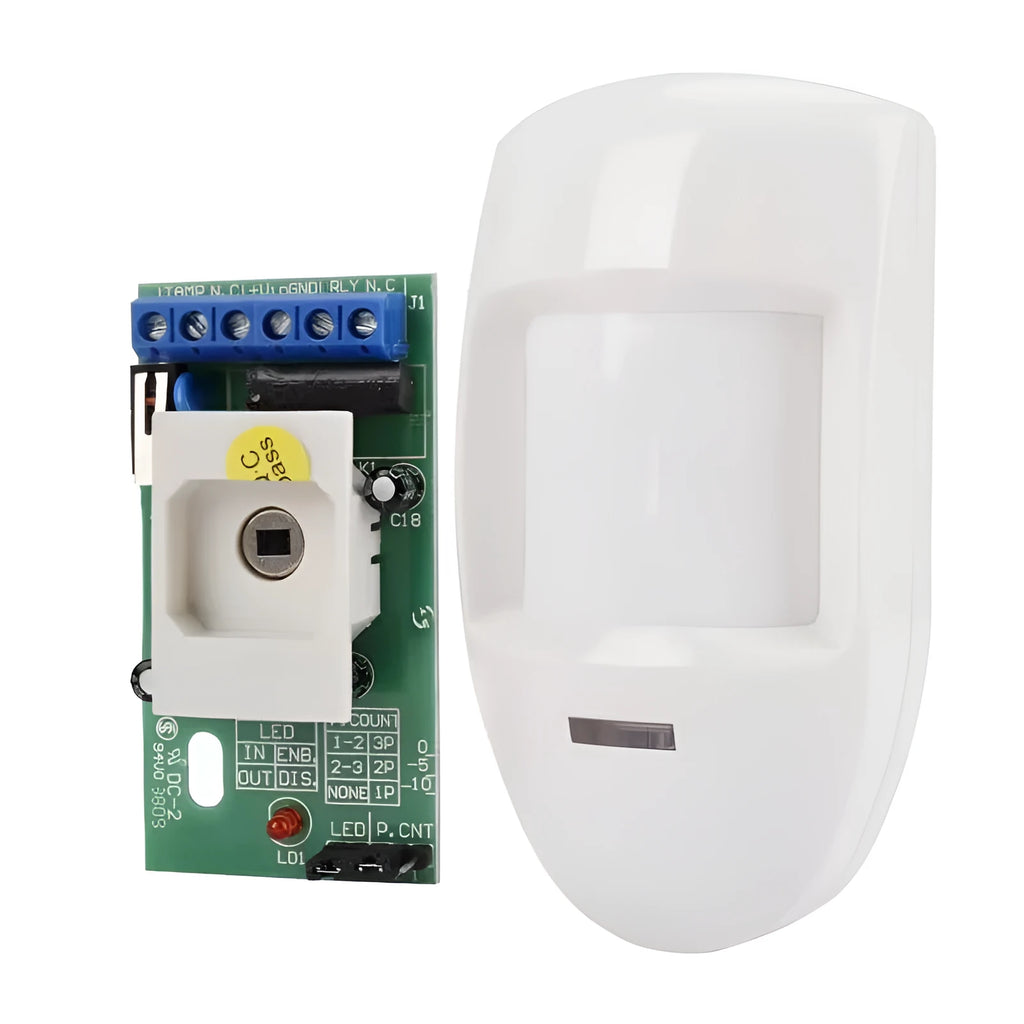 White wired PIR motion sensor detector wall mounted with 120 degree angle