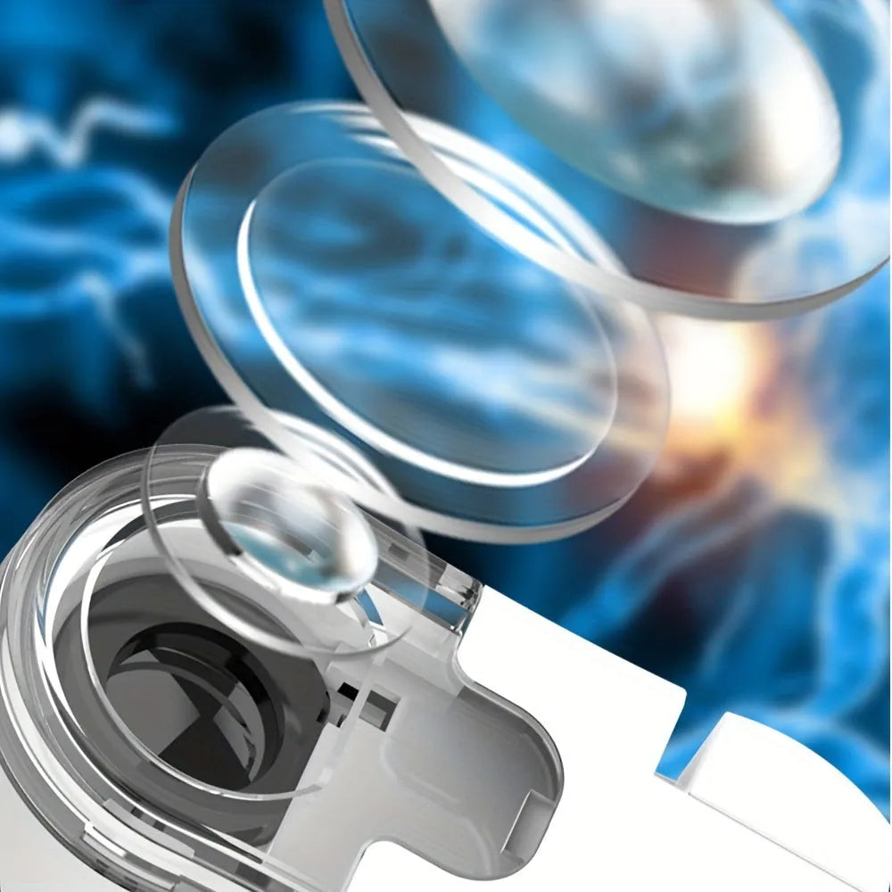 Mini mobile phone microscope with 60x magnification and LED light attached to smartphone