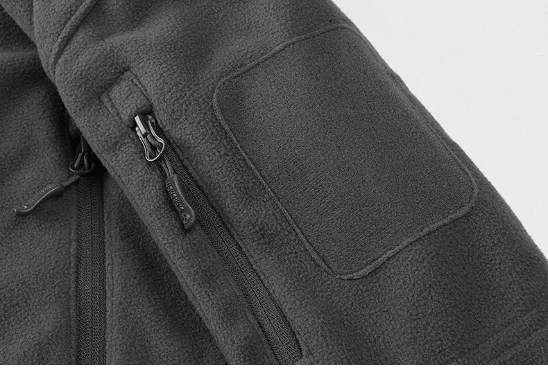 Thick military army fleece jacket for men in Army Green with turn-down collar and zipper