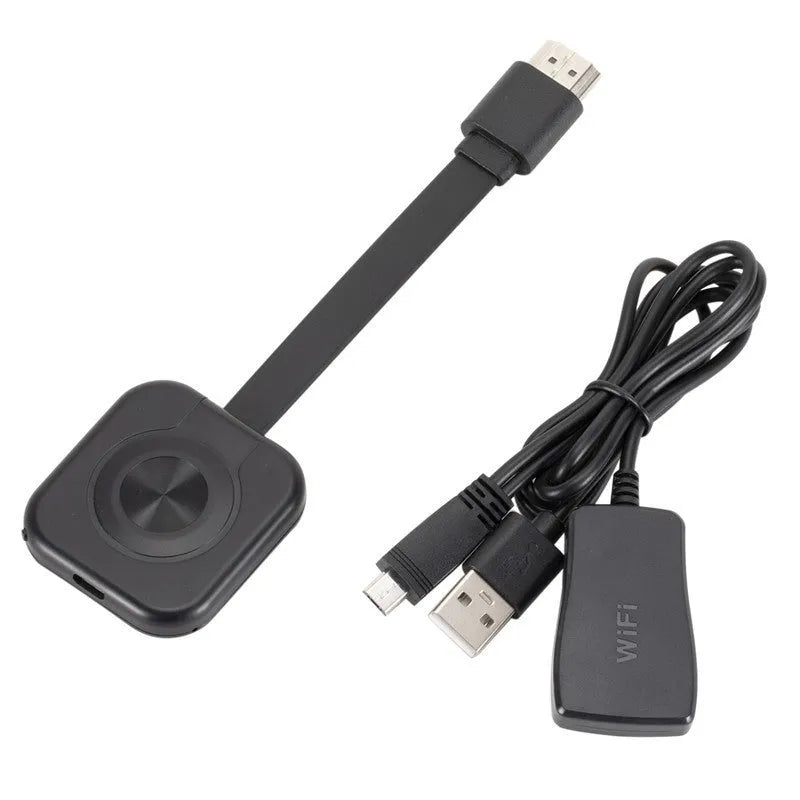 Wireless HDMI transmitter for mobile screen mirroring measuring 4.6 x 4.3 x 0.6 cm