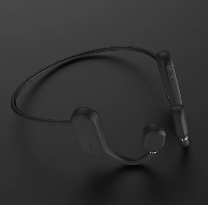Non-ear wireless sports headphones in black, open-ear air conduction design with BK3266 chip and IPX4 rating