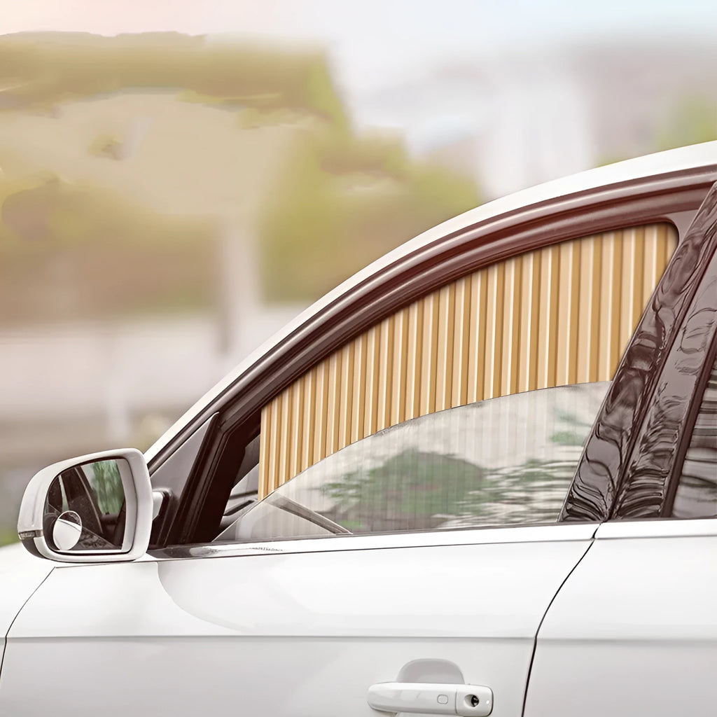 Auto retractable car sun curtain in roller shutter design for windscreen heat insulation