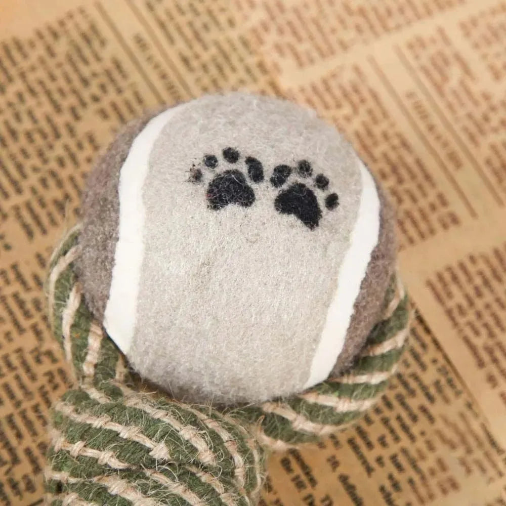 Grey cotton rope knot dog chew toy, 21cm x 6cm, 200g, for medium and large dogs
