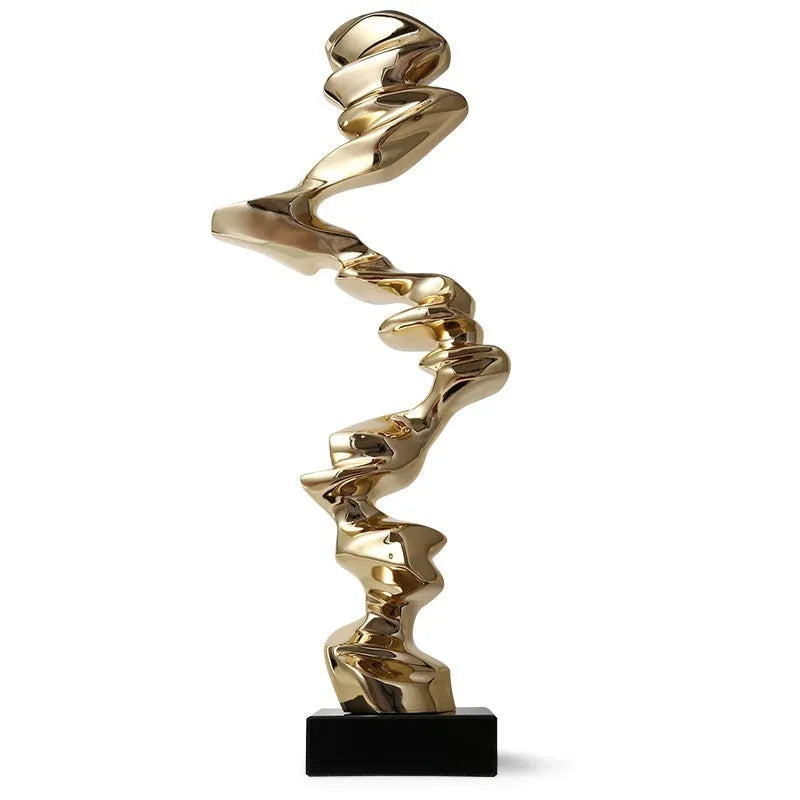 Abstract resin ornament in modern style with metallic finish for hallway or living room decoration
