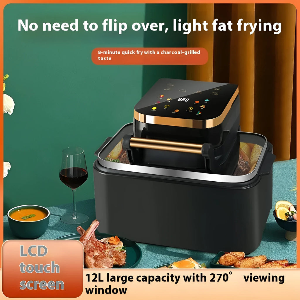 Smart Loop 12L black air fryer with LCD panel and basket on countertop