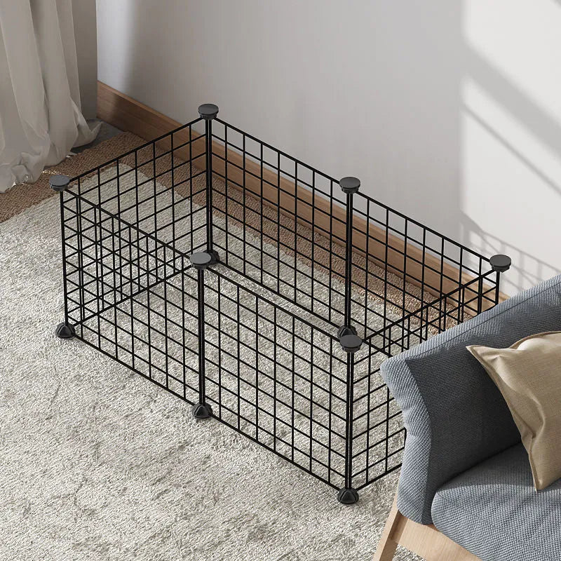 11-piece small dog indoor fence cage with door and modular iron wire panels in white