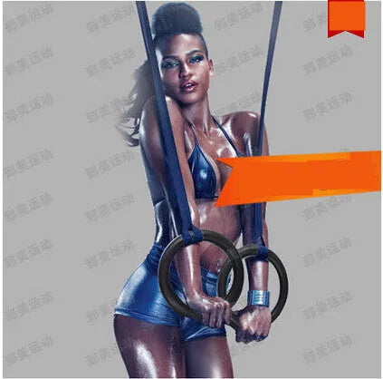 Black nylon gymnastics ring for pull-ups and upside down fitness training, 1.5 kg