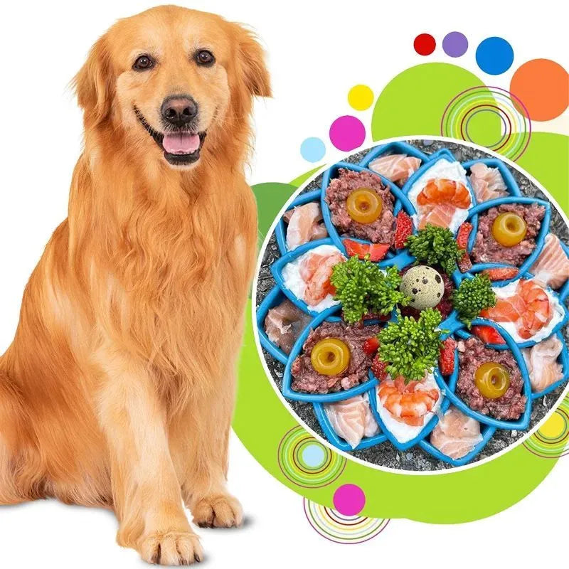 Blue hard bite-resistant slow food feeding mat for cats and dogs placed on floor