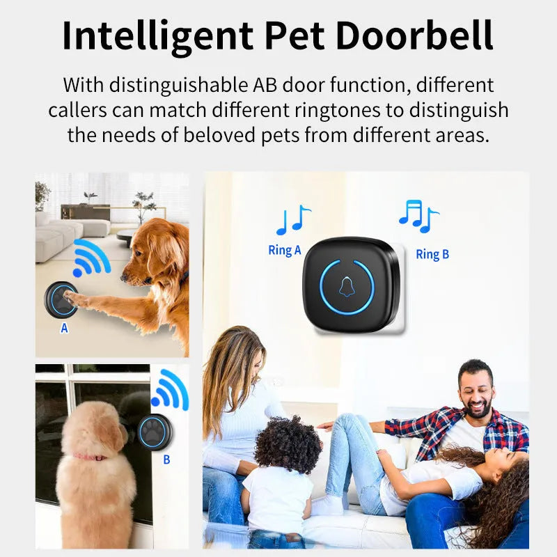 Waterproof wireless pet dog door touch bell in black or white with standard faceplate options