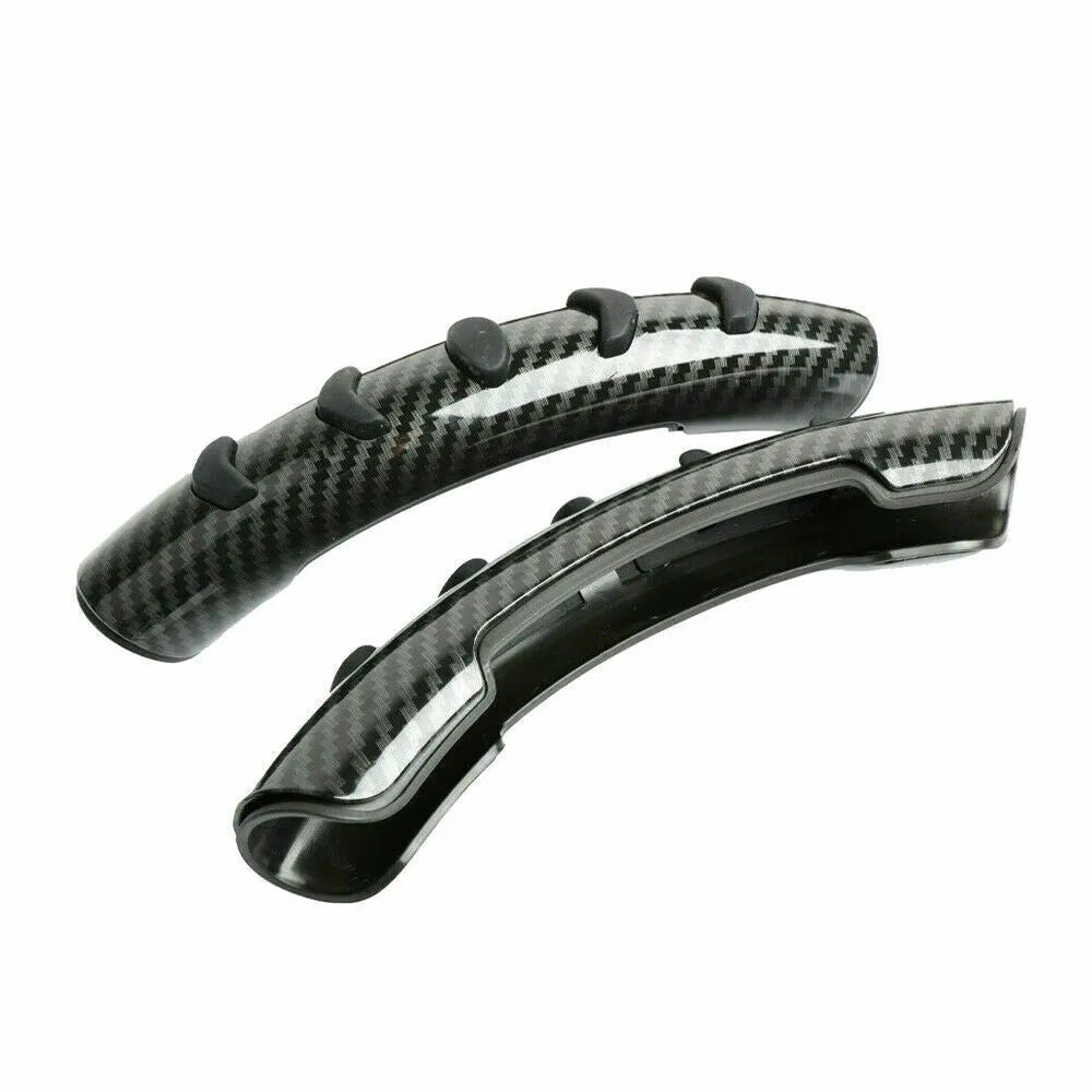 Carbon fibre black steering wheel anti-slip sleeve pair for cars, 38cm diameter.