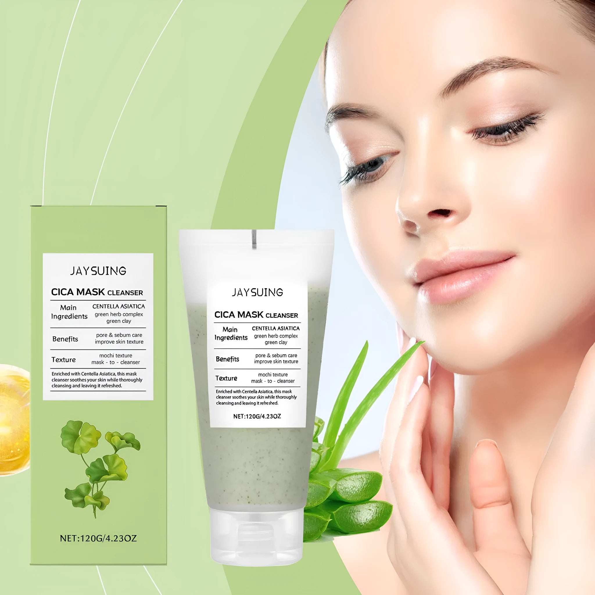 120g tube of Centella Asiatica Soothing Facial Cleanser with gel cream texture.