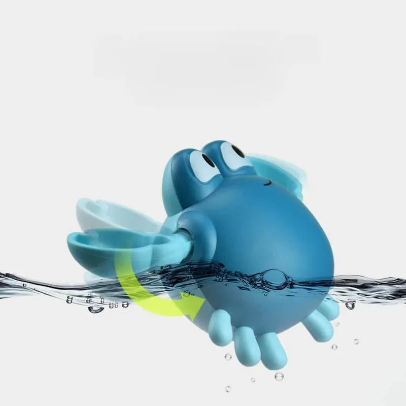Clockwork crab and turtle bath toys floating on water – pink and blue options