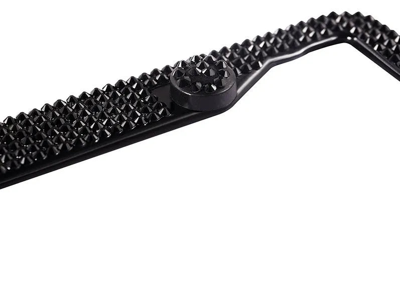 Bling Crystal stainless steel licence plate frame with diamond finish, 31x16cm, black or white, with anti-theft screw caps