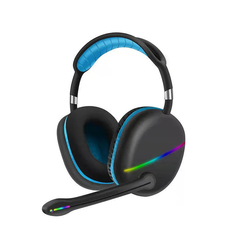 Wireless Bluetooth headset with RGB colour-changing lights on headband and earcups
