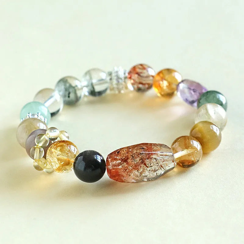 Natural crystal bead bracelet for women with string beads in Duobao and black gold crystal variations