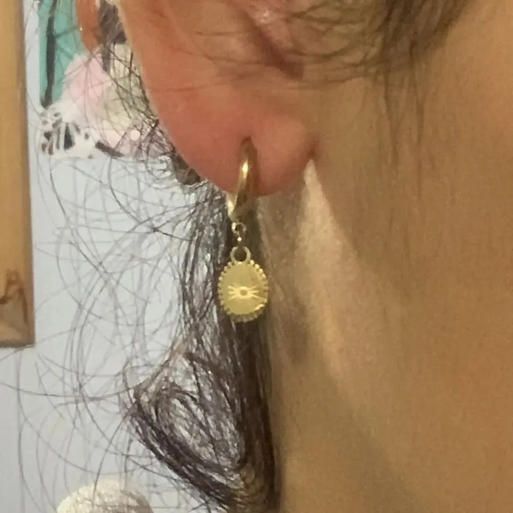 Stainless steel geometric ellipse ear button earrings in colour XY-EH005.