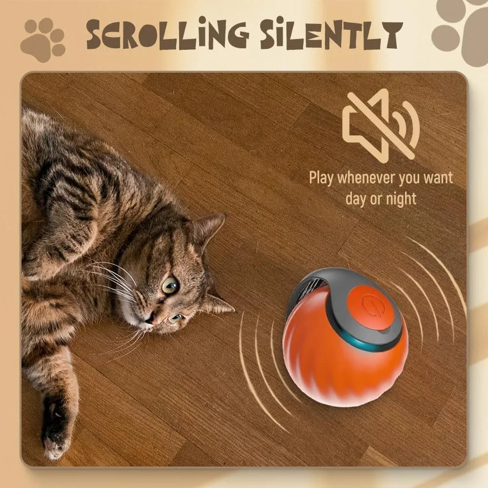 Blue interactive rolling ball pet toy with touch control activation for cats and dogs