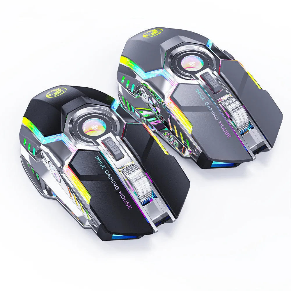 7-button 2.4G wireless silent charging RGB streamer gaming mouse in black with three-dimensional scroll wheel