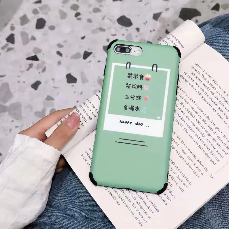 Cartoon frosted TPU phone case for iPhone in solid colour with matte finish