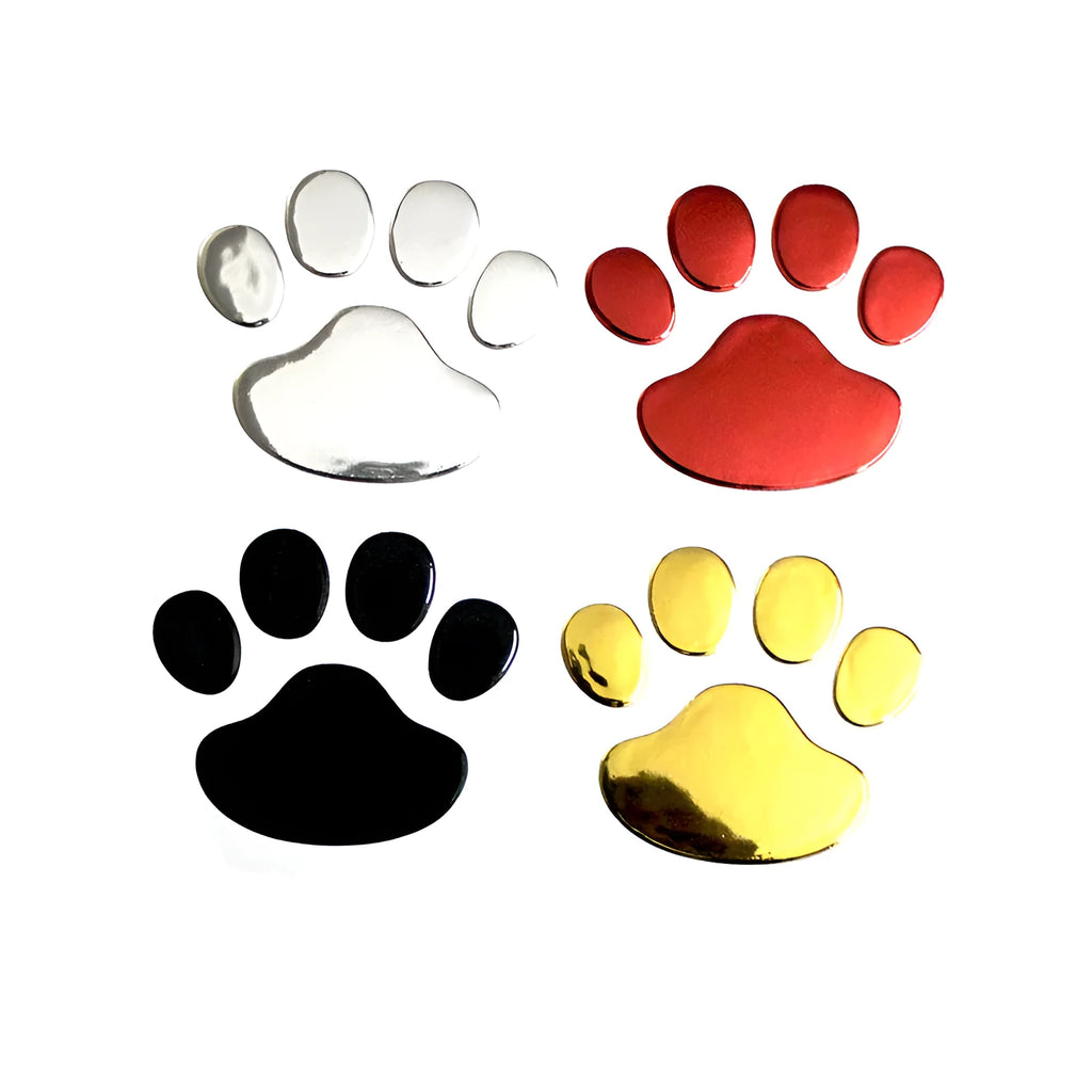 PVC footprint 3D body decoration sticker 60x60mm chrome finish in four colours Silver Gold Red Black