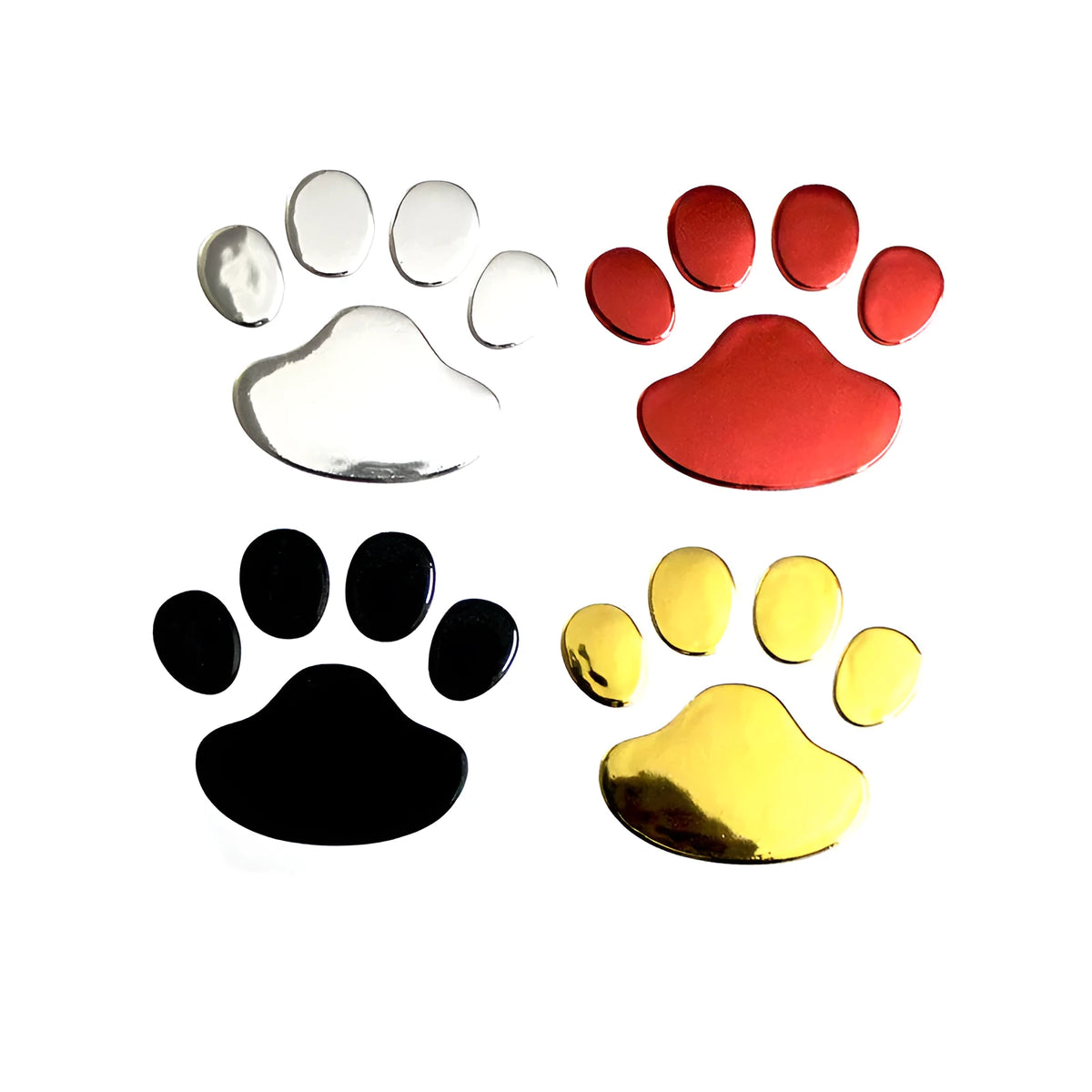 PVC footprint 3D body decoration sticker 60x60mm chrome finish in four colours Silver Gold Red Black
