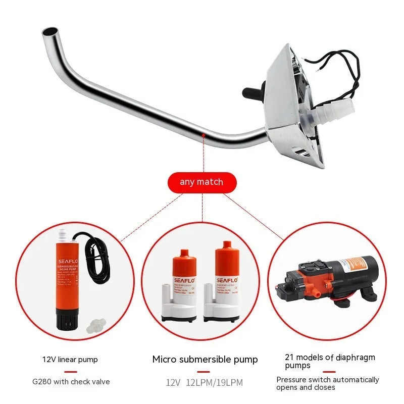 316 stainless steel electronic control rotating faucet for RV with 9mm connections