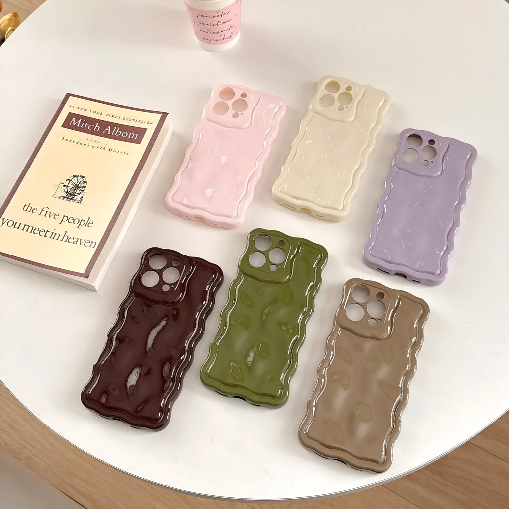 Simple solid colour water ripple TPU phone case with anti-fall and anti-fingerprint coating for iPhone