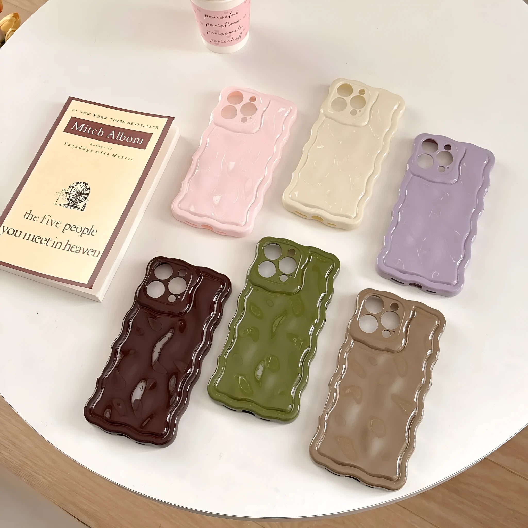 Simple solid colour water ripple TPU phone case with anti-fall and anti-fingerprint coating for iPhone