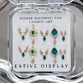 Emerald jade manicure ornament material package with diamond jewellery set for nail art decoration