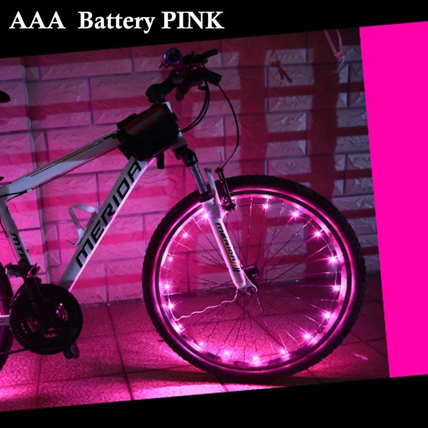 Mountain bike spoke light with black shell, 35mm diameter, 2200mm LED lamp, two flashing modes, AAA battery powered