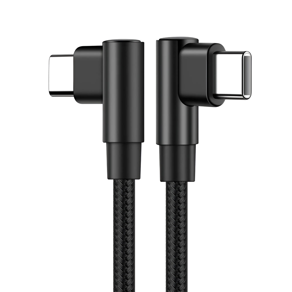 Double-ended Type-C nylon braided PD fast charging data cable, 2m, black on a plain background