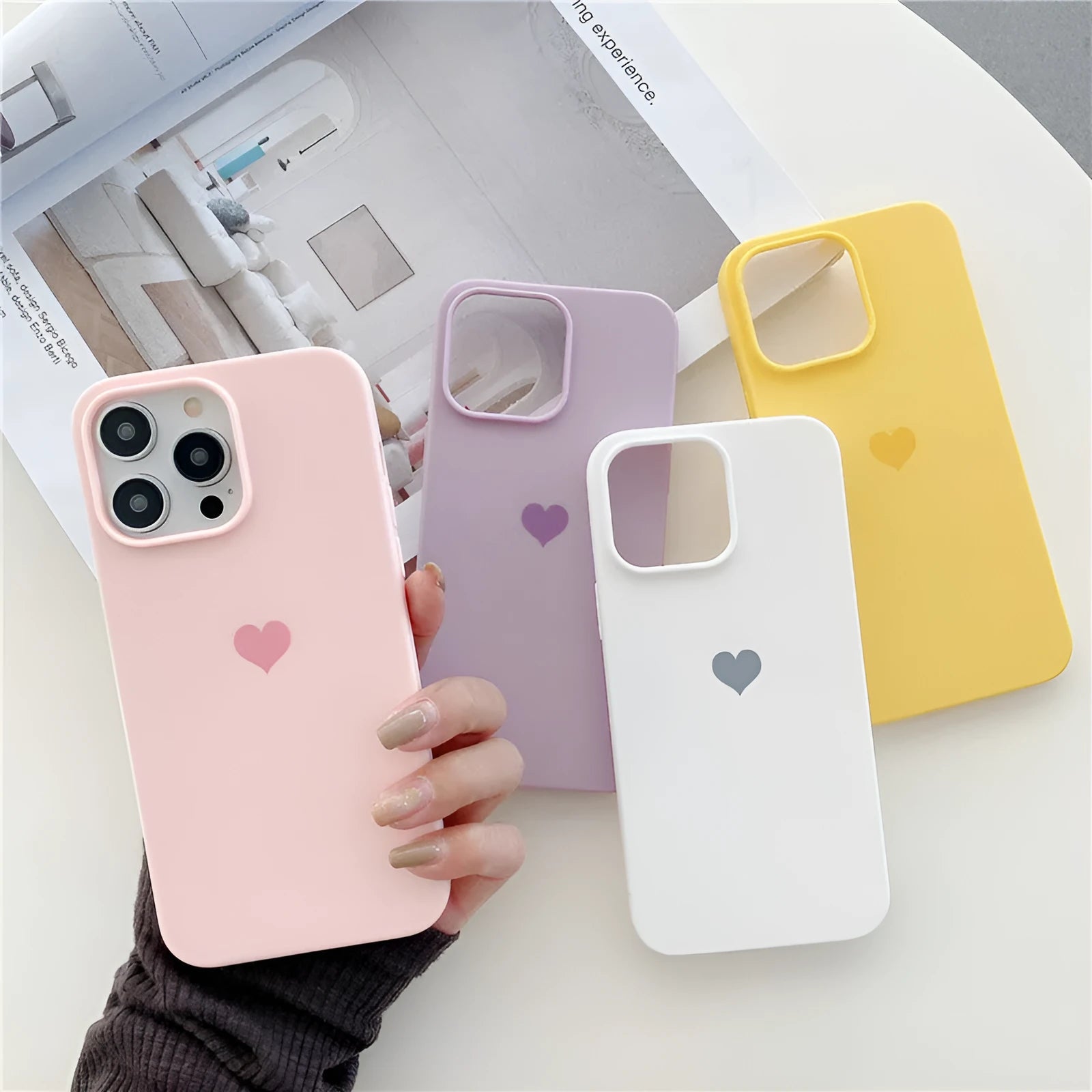 Little Love frosted TPU phone case for iPhone, fall protection, love theme, Matcha colour
