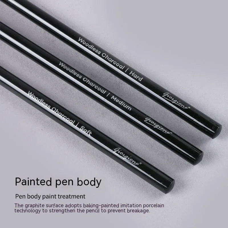 Carbonized Pencil Suit set showing 6 graphite and 3 carbonized pencils on suction card packaging.