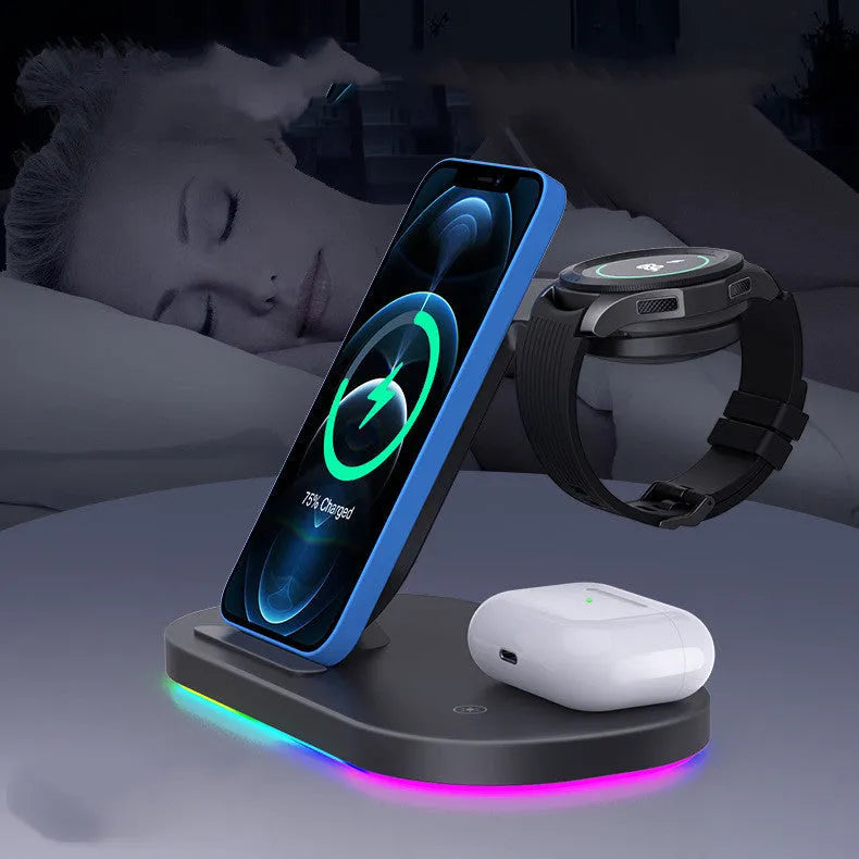 15W three-in-one wireless charging station for mobile phone and watch with Type-C interface