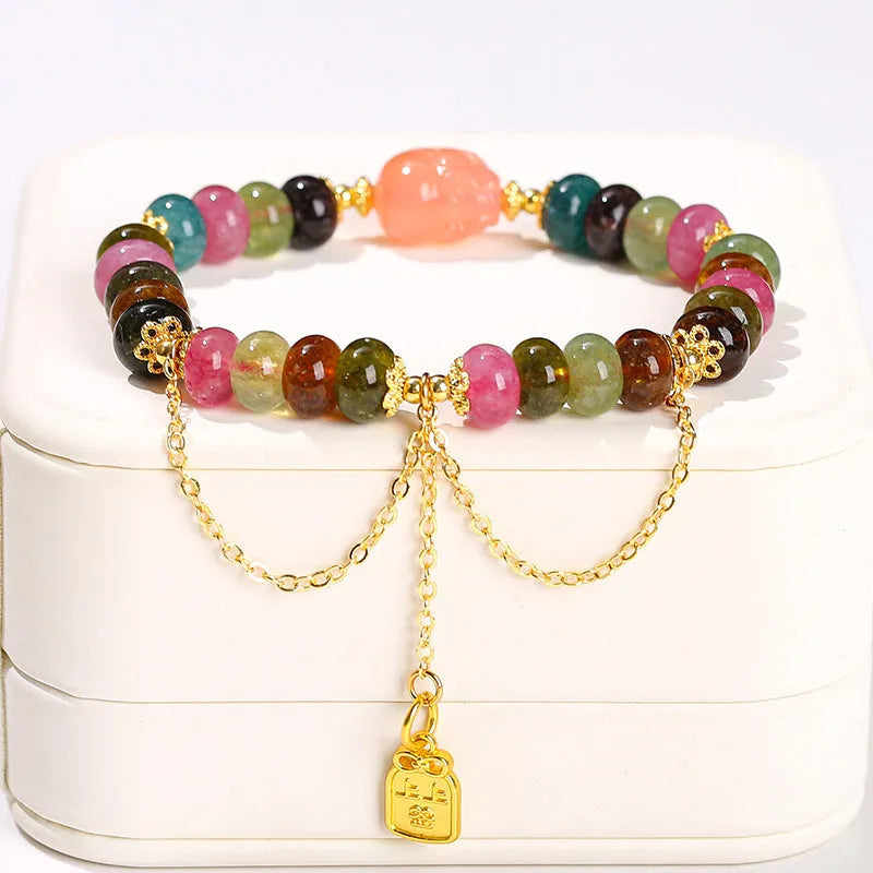 Green natural crystal jade bracelet with Chinese New Year design for women