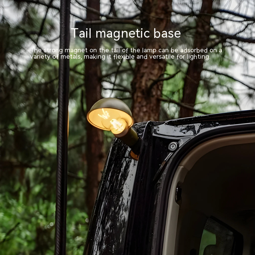 Rechargeable metal hanging camping lamp in Olive Green or Wood Grain Color, approximately 0.6kg, specification NH22ZM002