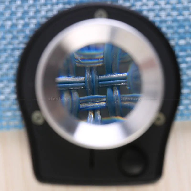 30x full metal magnifier with 6LED money detector light and scale lens, front view, in black finish