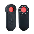 Black portable anti-car GPS and wifi signal detector with a USB cable on a table.