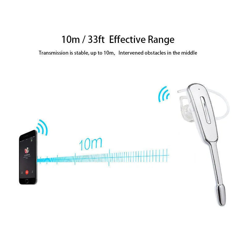 Bluetooth headset with leather pattern strip, mono earplug style, in Black Silver colour