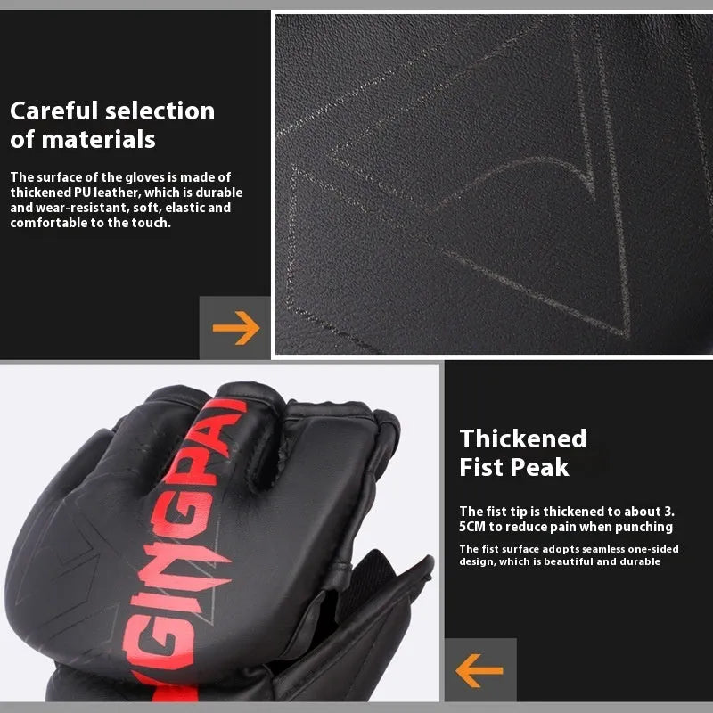 PU leather Sanda training gloves for combat and sandbag work in multiple colour options