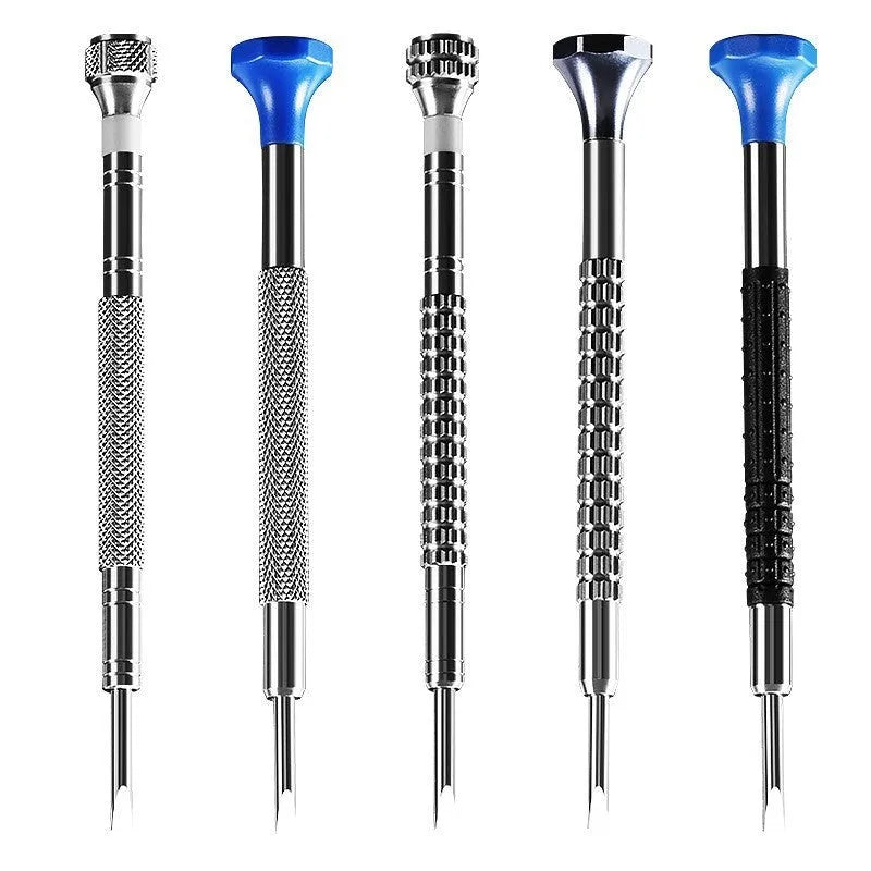 Watch repair tool kit with various precision screwdrivers for watch glasses repair