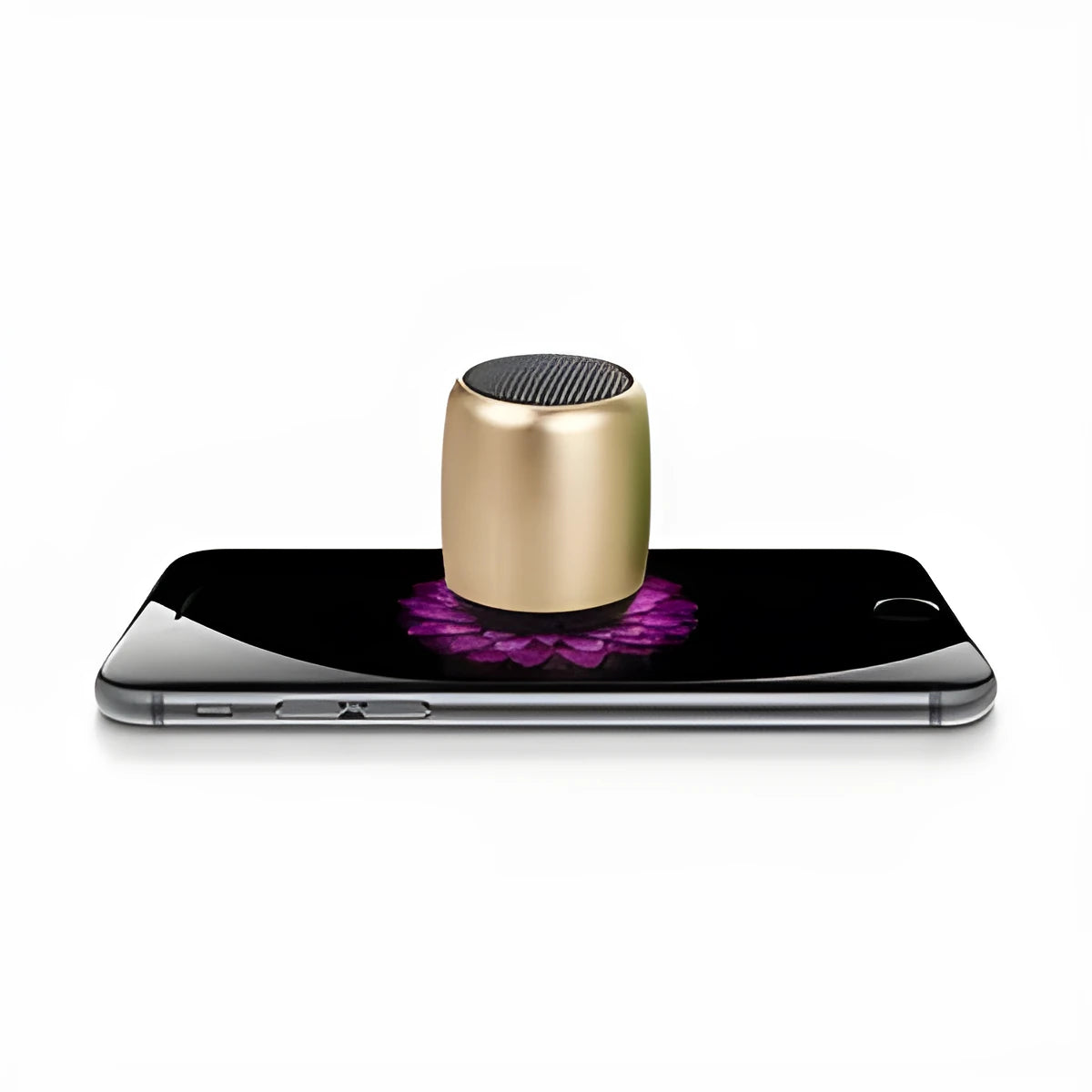 Portable mini Bluetooth speaker in choice of four colours showing compact 20-24cm size