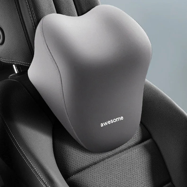 Automotive headrest and lumbar support pillow set with memory foam filling