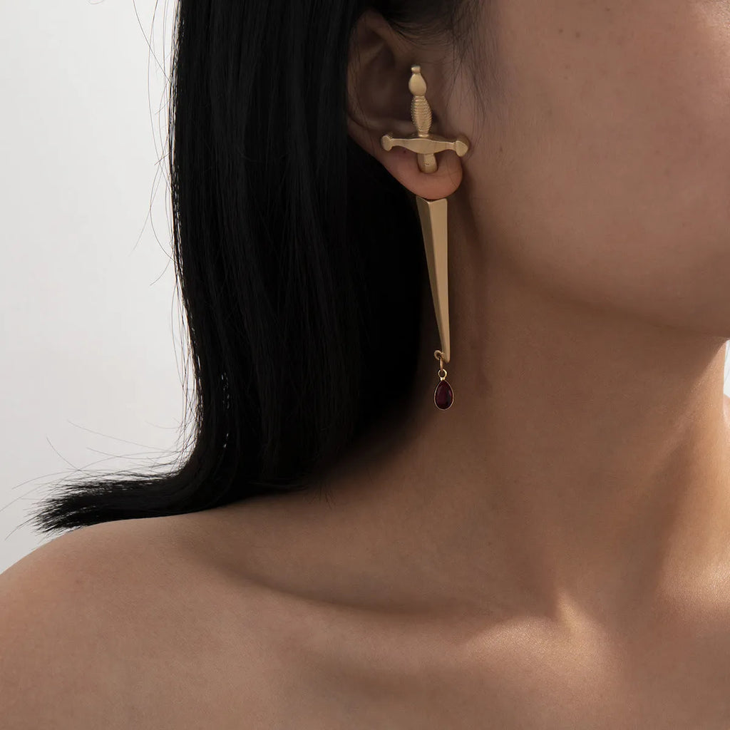 Trendy hip hop cross earrings for women – alloy electroplated with artificial gems, gold or silver colour