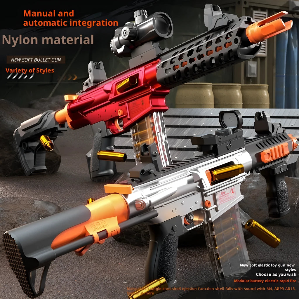 AMT ARP9 soft bullet gun nylon toy in red colour with red dot sight and vertical grip