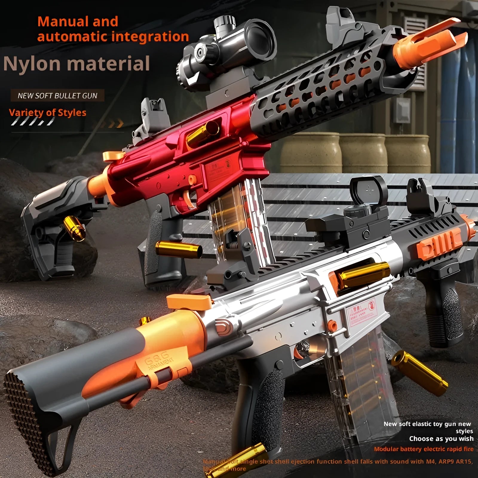 AMT ARP9 soft bullet gun nylon toy in red colour with red dot sight and vertical grip